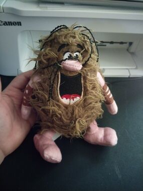 Captain Caveman Plush Small - Brown Fun Character with Pink Accents